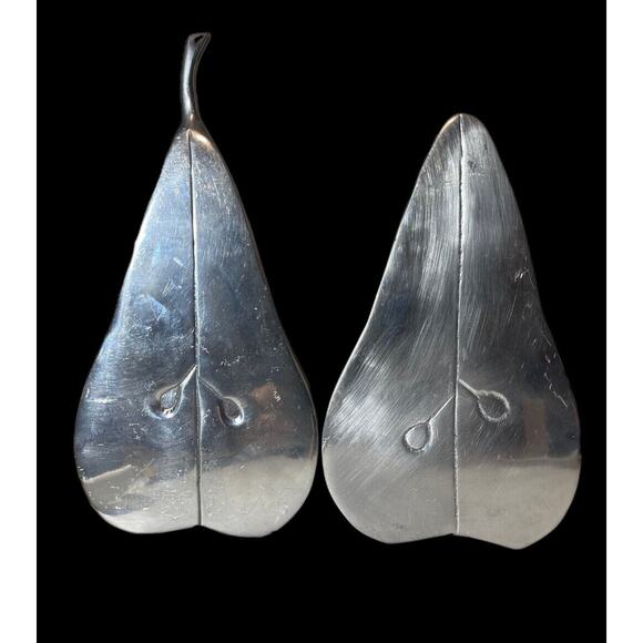 Vintage Solid Chrome Finish Half Pear Set Bookends Home Decorative School Office - Picture 3 of 7